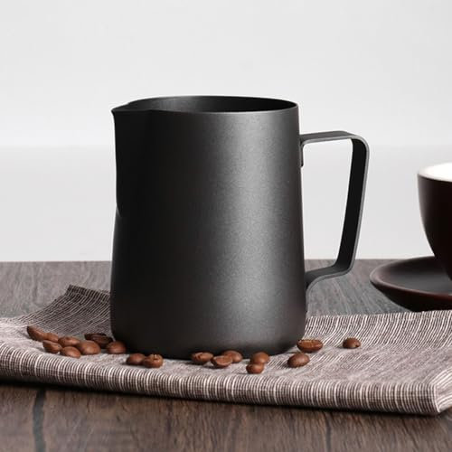 Brocca Per Latte Nera 12 Oz 20 Bricco Latte Per Montalatte Inossidabile Per La Cottura A Vapore Del Latte Per Accessori Per Macchine Espresso Cappuccino, Finitura Opaca ( Color : Black , Size : 350ml/