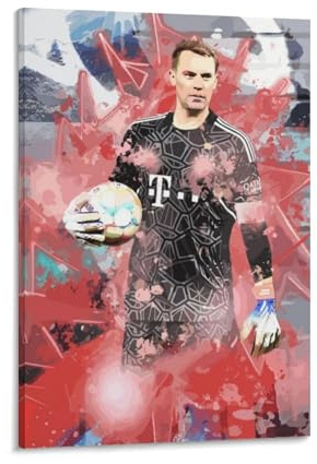 SECOLI Manuel Neuer Spieler von Deutschland Fußballtorwart Kunst Leinwand Poster Dekorative Malerei Wandkunst Bild Druck Moderne Dekor 20 x 30 cm Rahmen Stil