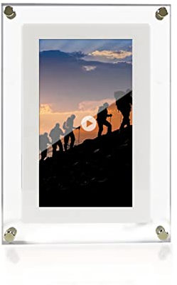 Cadre Photo Numérique en Acrylique Transparent De 5/7/10 Pouces, Prise en Charge De La Commutation Horizontale Et Verticale, avec Mémoire Interne De 1 Go, Batterie Rechargeable,5 inch
