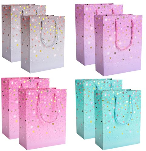 Radsocken 8 Pcs Medium Gift Bags for Presents with Handle