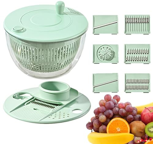 Salad Spinner, Vegetable Washer, Multifunctional Snack Spinner with Quick Stop Button Lid Portable Transparent Pasta and Fries Pump Spinner for Kitchen