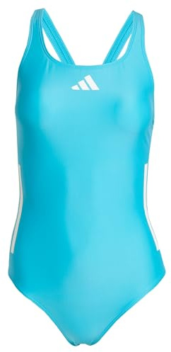 adidas Donna 3 Stripes C-Back Swimsuit, Lucid Cyan/White, 42