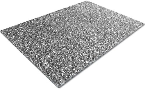 Glass Worktop Savers | Worktop Protectors Heat Resistant | Catering Chopping Boards | Chopping Boards Glass | Over The Sink Chopping Board | Large | Silver Glitter