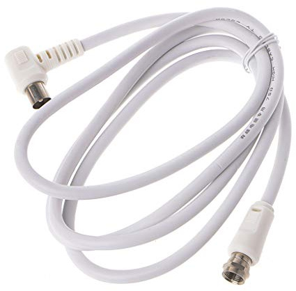 Ldabrye Cavo coassiale per antenna satellitare satellitare, 90 gradi, da maschio a maschio di tipo F, 9,5 mm, colore bianco