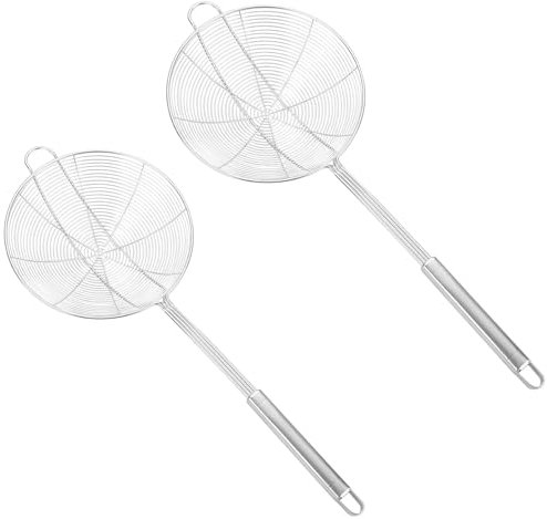 Fyfjur Schiumarola Acciaio Inox 304, 2 Pezzi Schiumarola Scolapasta, Cucchiaio per Schiumarola da Cucina in Acciaio Inossidabile con Manico per Pentola Calda, Frittura, Pasta e Filtro Dellolio