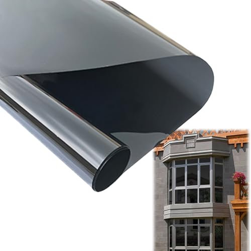 Spiegelfolie Fenster Sichtschutz Fensterfolie Sonnenschutz UV Sonnenschutzfolie Fenster Innen Schutzfolie Rückstandslose Anti-UV Privatsphäre Glas Fenstertönung Glatt Fensteraufkleber 50 * 200cm(80*70