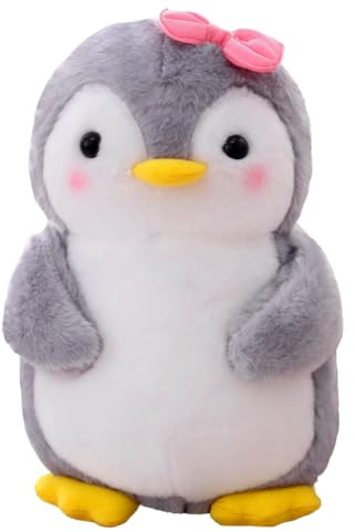 Aurasky Plüschtier Pinguin Spielzeug, 25 cm, Pinguin mit Rosa, Fliege, Kissen, Plüschfigur, Geschenk für Kinder und Erwachsene