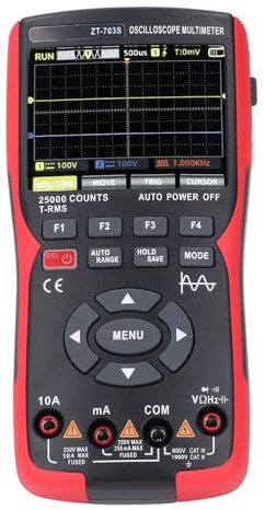 Multímetro de Osciloscopio, Pantalla Grande de 3,5 Pulgadas, Muestreo en Tiempo Real, Probador de Voltios de Ohmios Inteligente de Mano 50 MHz 280 MS/s de Doble Canal, 25000