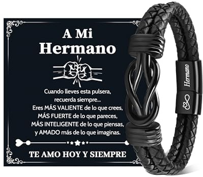 VU100 Regalo para un Hermano Pulsera Hombre Regalos Originales para Hombre Regalos Hermano Cumpleaños Pulsera de Cuero Navidad Graduación Aniversario