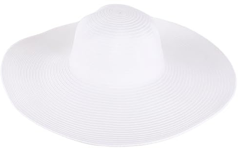 VASANA Sombrero de paja de ala ancha para mujer, plegable, con protección UV, color sólido, visera para playa, sombrero de paja para verano (negro), blanco, Talla única