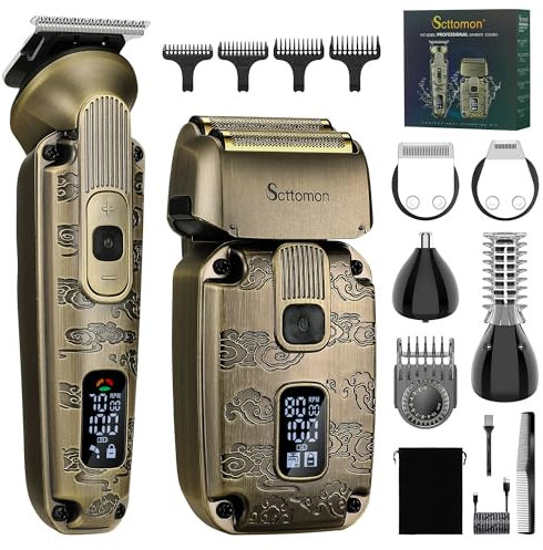Scttomon Foil Rasierer für Männer Bart Trimmer für Männer Elektrischer Rasierer für Männer Glatzkopf Haar Rasierset Akku Wasserdicht