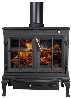 Estufa de Leña Chimenea de estilo europeo Estufa de leña de fuego real Estufa de calefacción de hierro fundido for el hogar Villa rural Estufa de leña retro de alta gama con juego completo de accesori