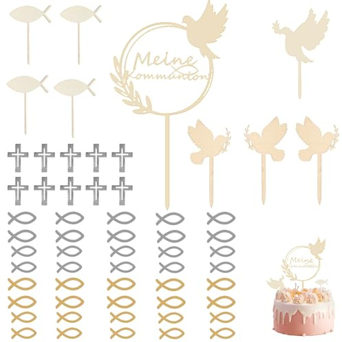 PMELCXD Decoraciones de Bautizo De Mi para Mi - Adornos Exquisitos para Tartas, Muñecas y Más - Detalles de Bautizo para Invitados Bautizos de Niña y Menor