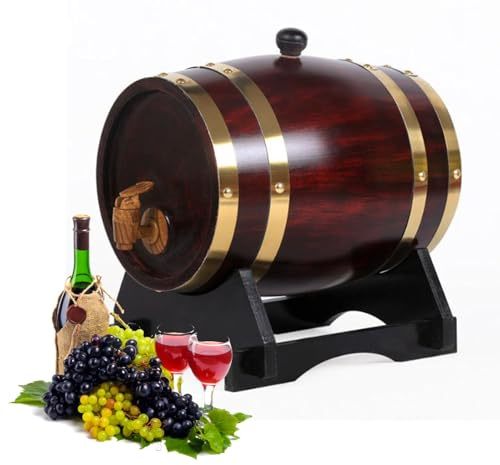 XYUERU Weinfass aus Eichenfass, Vintage Eichenholz Weinfass Container mit Wasserhahn,Holzgetränkefass für alternde Cocktails(20L)