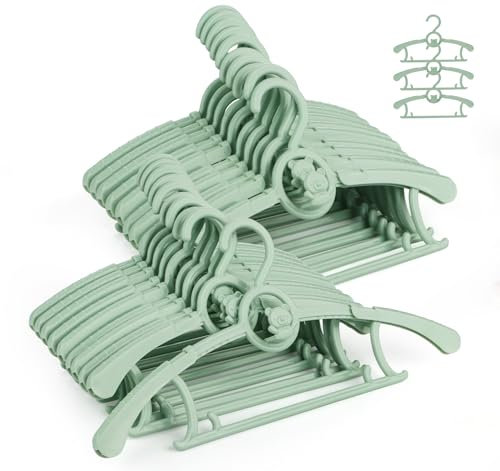 Kleiderbügel Kinder Kunststoff 20 Stück, Ausziehbare Kinderkleiderbügel 29-37cm, Babykleiderbügel Antirutsch Platzsparende, mit Stapelbaren Bärchen-Haken, Kinderbügel für Kinderbekleidung, Grün