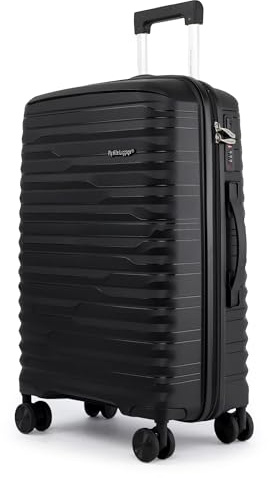 Fly Kite Luggage 28 Inch Large Suitcase 100% Polypropylene Hard Shell Real TSA Secure Lock 3 Digit with Aluminium Trolley Handle 360° Smooth Wheels Lightweight Suitcase|Black
