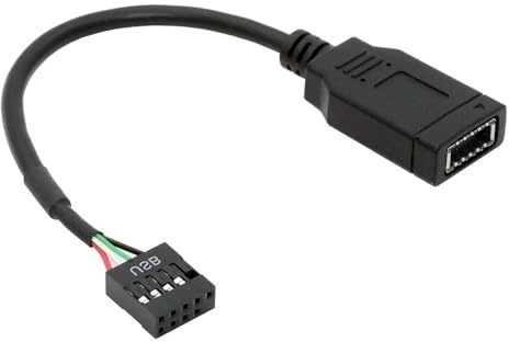 cablecc - Cable de extensión USB 2.0 de 9 y 10 Pines para Placa Base Macho a Conector USB 3.1 para Panel Frontal, Tipo A, Tipo E, 0,15 m