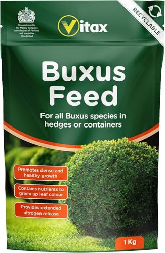 Vitax Buxus Feed 1kg - 5kg Fertiliser for Boxwood, Hedges & Topiary – Promotes Healthy Growth, Rich Green Foliage & Root Strength – Long-Lasting Granules for All Buxus Varieties (1kg)