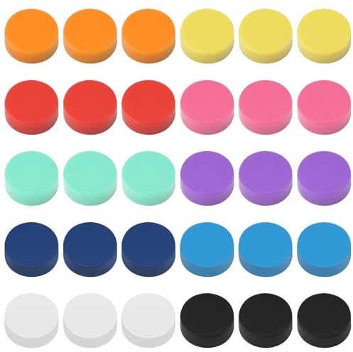 Lot de 30 aimants ronds colorés - 20 mm - Aimants de réfrigérateur pour tableau blanc - 10 couleurs - Petits aimants puissants - Outils généraux pour salle de classe et bureau - Forte attraction pour