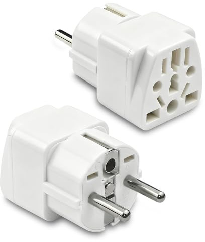 2 Pcs Adaptateur Prise Universelle, World to Europe Plug Adapter, Adaptateur Prise Anglaise vers France, USA, Japan, to Europe Universal Plug Adapter