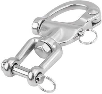 HISUEKIG 316 Cadera de Chaqueta Giratoria de Acero Inoxidable para la Halyard de Spinnaker de Velero, Gancho de Grillete Giratorio Giratorio de Servicio Pesado con un Pequeño Anillo de (128 mm)