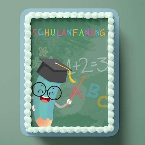 CGD - Essbare Tortenaufleger aus Fondant oder Esspapier – Dekorative Kuchendeko für Geburtstag, Party & besondere Anlässe - Schulanfang A4 L2 (Fondant)