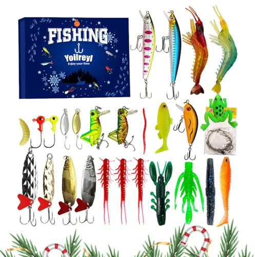 Calendario De Adviento De | Calendario De Cuenta Atrás Para De Navidad De 24 Días | Cebos De Para Agua Salada Y Dulce | dores Y Aficionados Para Hombre Adolescente Abuelo