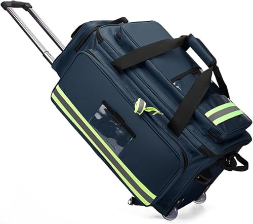 Traumatasche mit großer Kapazität – Notfall-Rucksack für Ersthelfer, Krankenschwestern und Ärzte mit abnehmbarem Trolley, blau