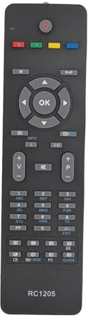 Ticfox Universal röststyrd ersättning TV-fjärrkontroll, ergonomisk design, universell fjärrkontroll för Murphy Sanyo Techwood Xenius Bush Alba Luxor TV