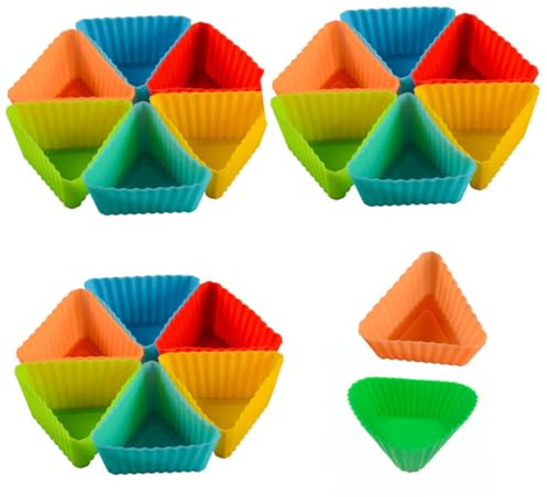 Lurrose Stampo per Dolci in Silicone Riutilizzabile 20 Pezzi, Mini Stampi Triangolari per Muffin e Cupcake, Pirottini da Forno per Pasticceria Casalinga Colore Casuale