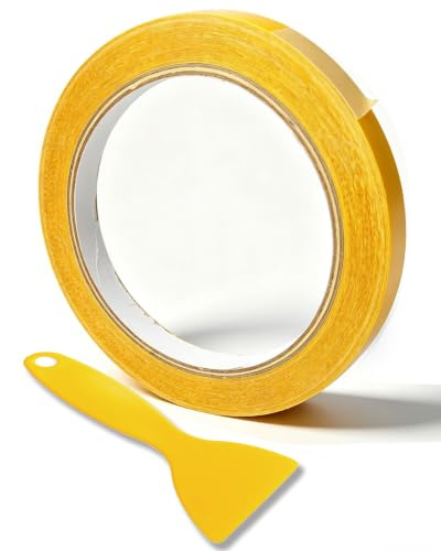 APICORT Nastro biadesivo sottile, 10 mm x 10 m, ideale per fai da te, battiscopa, carta da parati, nastri adesivi, carta e tessuto, sottile, piatto, nessun aumento