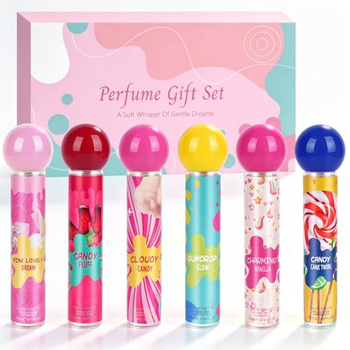 Perfume Gift Set for Girls 6 Pack – Mini Perfume Travel Size 20 ml Each – Charming Vanilla, Candy Fluff,Pink Lovely Dream | Fine Fragrance Mists, Light Long-Lasting Spray, Gift Ready for girls women