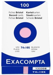 Exacompta Karteikarten A7 blanko rosa VE=100 Stück