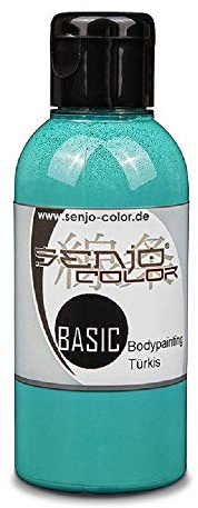 Senjo Color Airbrush & Bodypainting Farben Türkis 75ml – Körperfarbe | Gesichtsfarbe & Körperfarbe für Airbrush, Pinsel, Schwamm · Fein pigmentiert, flüssig · Manufaktur Berlin