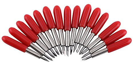 Plotter Messer, 15 Stücke Plotter Klingen 45 Grad, Cutter Blades, Rote Kappe Hartmetall Roland GCC Cutter Schneideplotter Feinschnittklinge Ersatzklinge