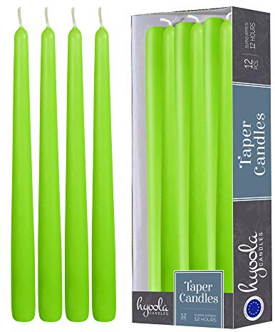 Hyoola Stabkerzen - 35 cm Limonengrün, Tropffreie Tafelkerzen - Kerzen Lange Brenndauer 12 Stunden - 12er Pack