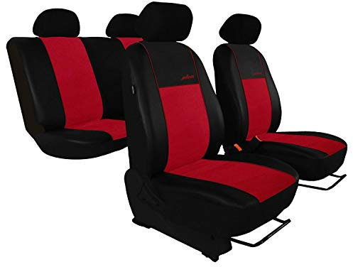 Saferide | Maß Autositzbezüge Rot Set Komplettset 5-Sitze Sitzbezüge Sitzbezug Schonbezug Schonbezüge Autoschonbezug Autositzbezug Sitzauflagen Sitzschutz Gallante Exclusive