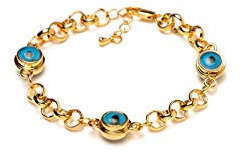 Remi Bijou Armkette Armband 22K vergoldet 'Blaues Auge Nazar Boncuk'