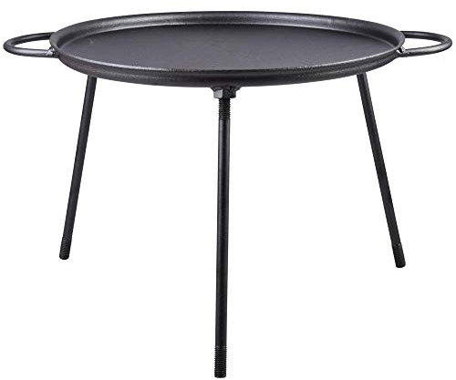 Esschert Design Pizza Backblech für den Grill, aus Gusseisen auf 3 Füßen, zwei Griffe, Ø 37,5 x H27 cm, robust, standfest, Feuerschale/Feuerstelle
