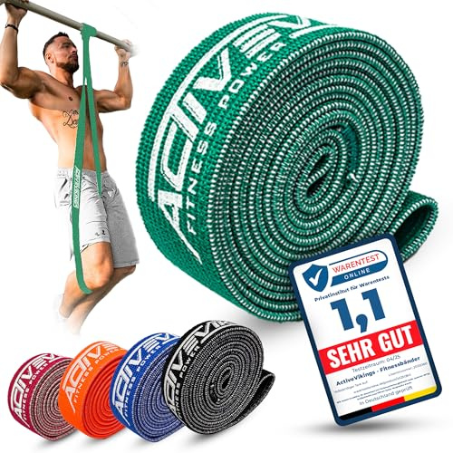 ActiveVikings® Bandes de Fitness en Tissu - Parfait pour Le développement Musculaire - Bande de Fitness - Bandes de Traction - Bandes de résistance