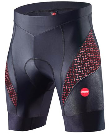 Souke Sports cykelshorts för män 4D vadderade vägcykelshorts andningsbara snabbtorkande cykelshorts (YJ Röd, M)