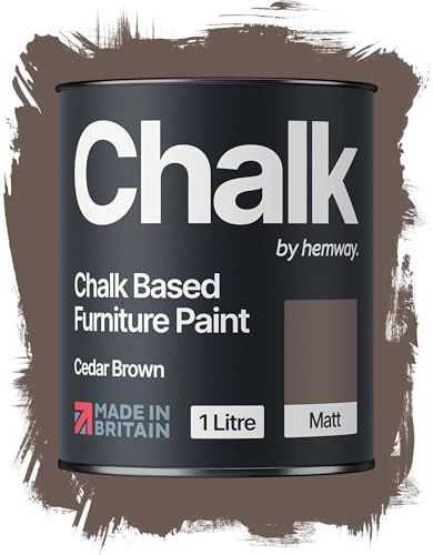 Hemway Chalk Based Furniture Paint, Cedar Brown 1L, Matt Finish | Shabby Chic, Chalk Paint Furniture & Walls, Quick Dry & 1 Coat