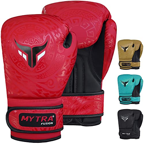 Mytra Fusion Guantoni da boxe per bambini per allenamento, kickboxing, sacco da boxe, Muay Thai, MMA, combattimento e combattimento, perfetti per ragazzi e ragazze (Red, 8-oz)