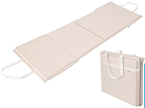 PillowPrim Strandmatte – Sonnenliege – Für Outdoor- & Campingfans – Bequemes Liegen im Garten & Strand – Tragbar & faltbar 2in1 – 177x54 cm, Beige