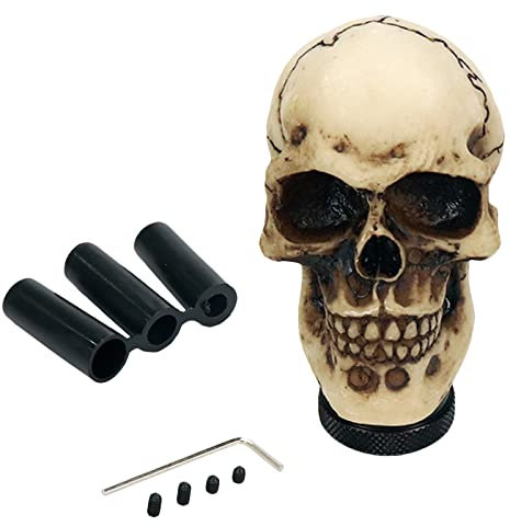 Modengzhe Pommeau de levier de vitesse manuel universel en résine motif crâne fissuré pour modification de voiture