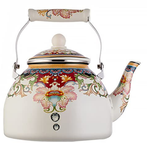 Alipis Bollitore Vintage Smaltato Da 4 Litri Per Uso Domestico E Tè Manico Ergonomico Antiscivolo Design Elegante Per Casa E Ufficio