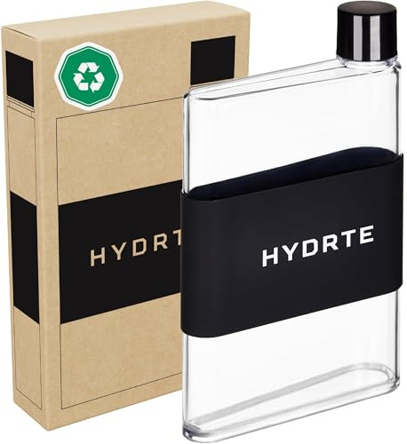 Hydrte Bouteille d'eau Clear – 350ml Bouteille d'eau professionnelle et mignonne pour les voyages, mince, légère et sans BPA, pour les voyages et l'hydratation quotidienne (Nero Black)