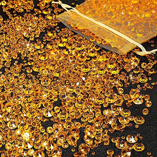 FENGCHUANG 4000 Stück Diamanten Deko Gelbe 3/6/10 mm | Deko Diamanten für Kinder Glitzernde Deko Kristallsteine Glas dekosteine für Hochzeitsdekorationen Tischaufsätze Vasenfüller