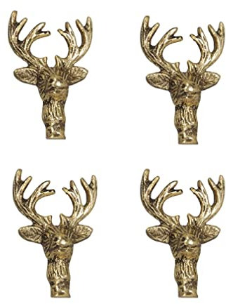 LB H&F 4er Set Kerzenstecker Verzierung Stecker Kerzen Silber Advent Adventsdeko (4er Set Hirschkopf Gold)