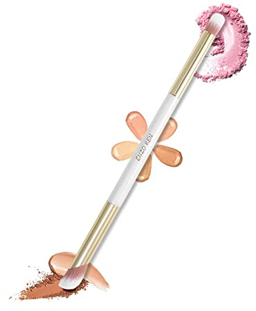 Abgewinkelter Lidschatten & Nasen Konturen Pinsel Doppelendig von ENZO KEN, Unter den Augen Concealer Pinsel, Kleiner Lidschatten Pinsel für Augenringe Schwellungen, Flüssige Creme Foundation. 161D